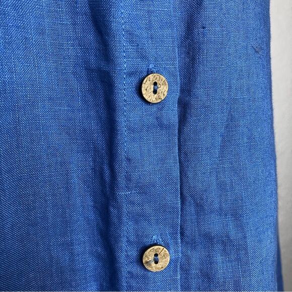 Soft Surroundings blue linen button down top size Petite Medium - Picture 6 of 12